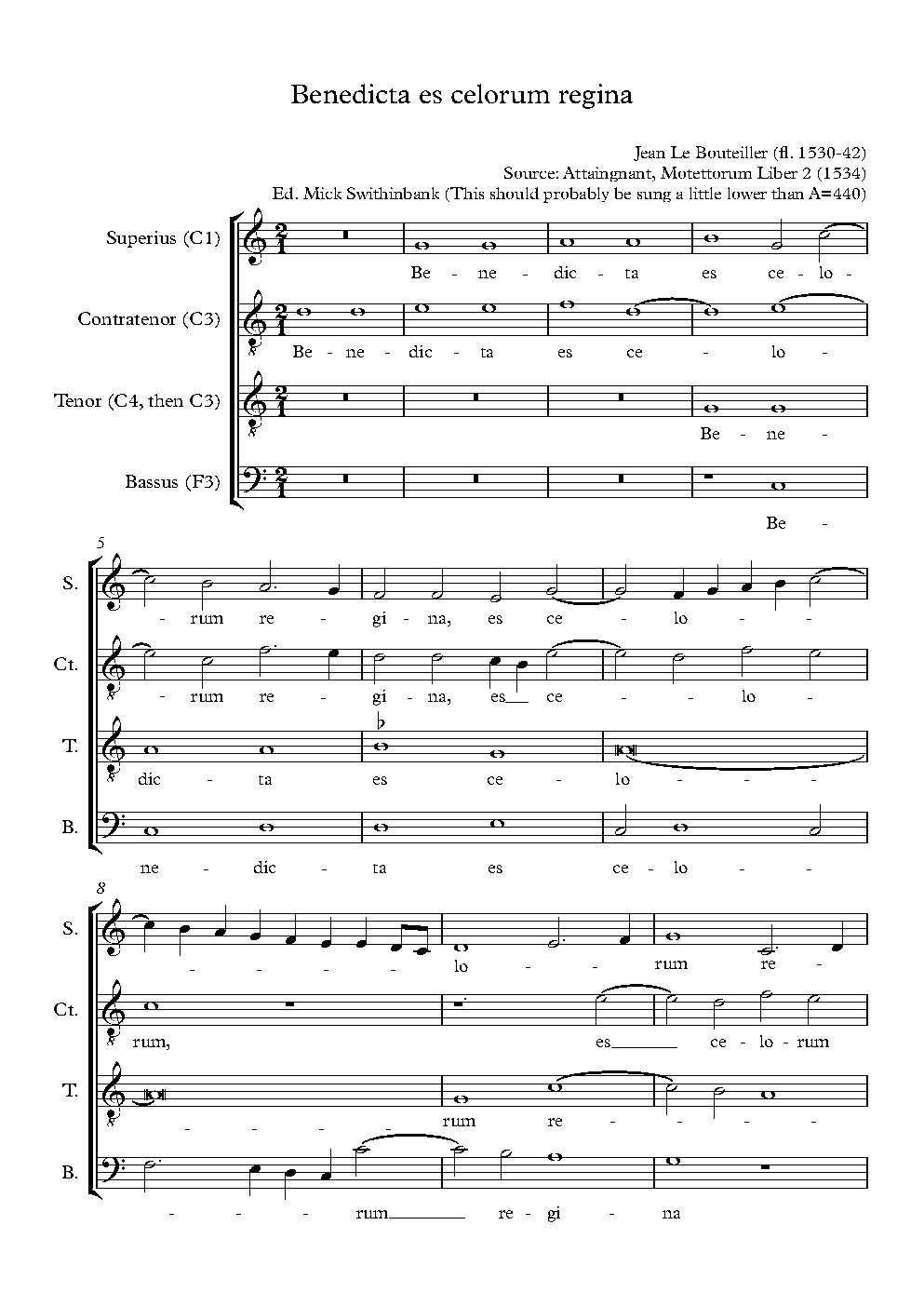 Benedicta es celorum regina - Choir Script PDF Thumbnail