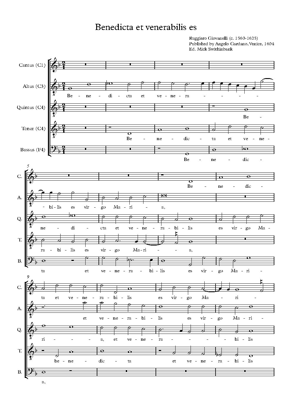 Benedicta et venerabilis es virgo Maria - Choir Script PDF Thumbnail