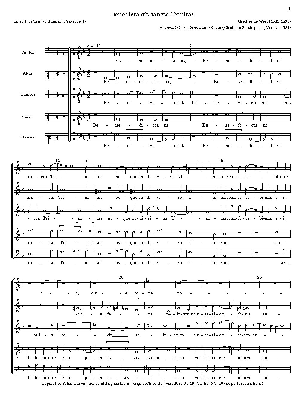 Benedicta sit sancta Trinitas - Choir Script PDF Thumbnail