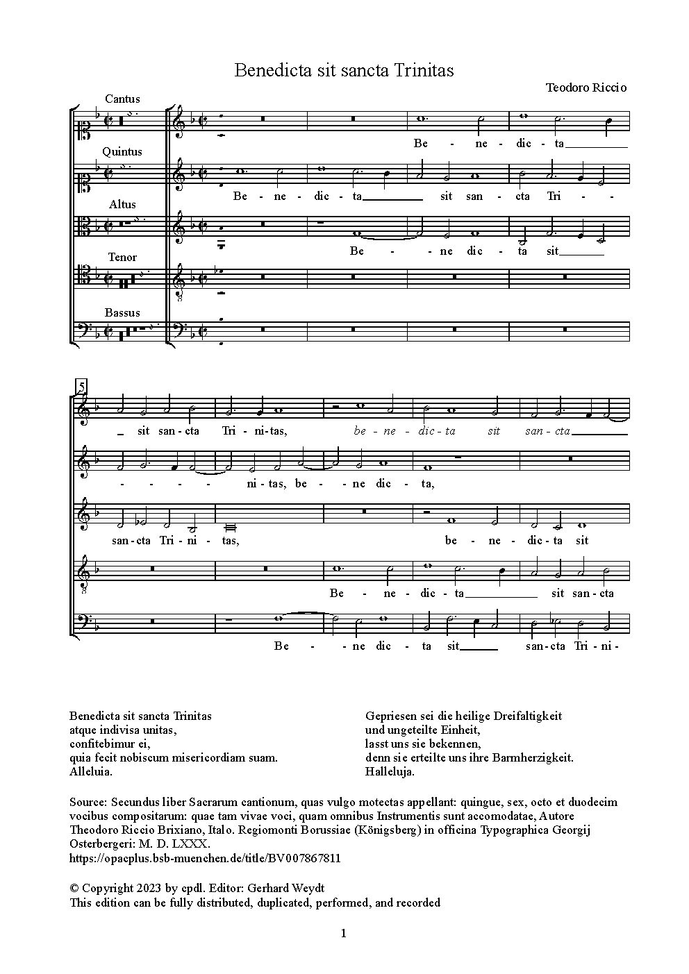 Benedicta sit sancta Trinitas - Choir Script PDF Thumbnail