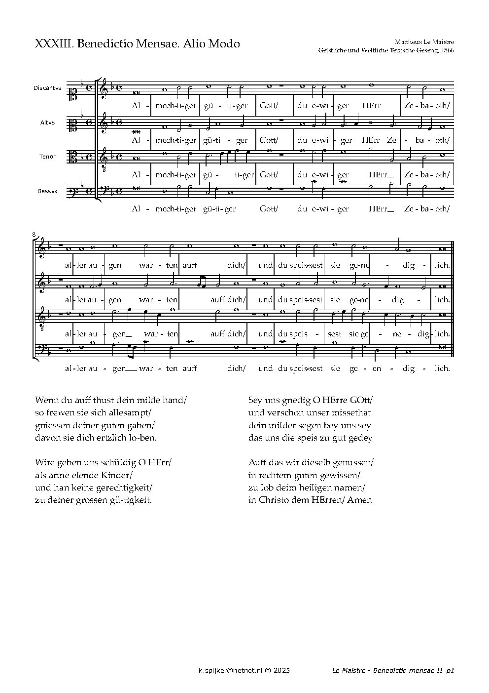 Benedictio mensae. Alio modo