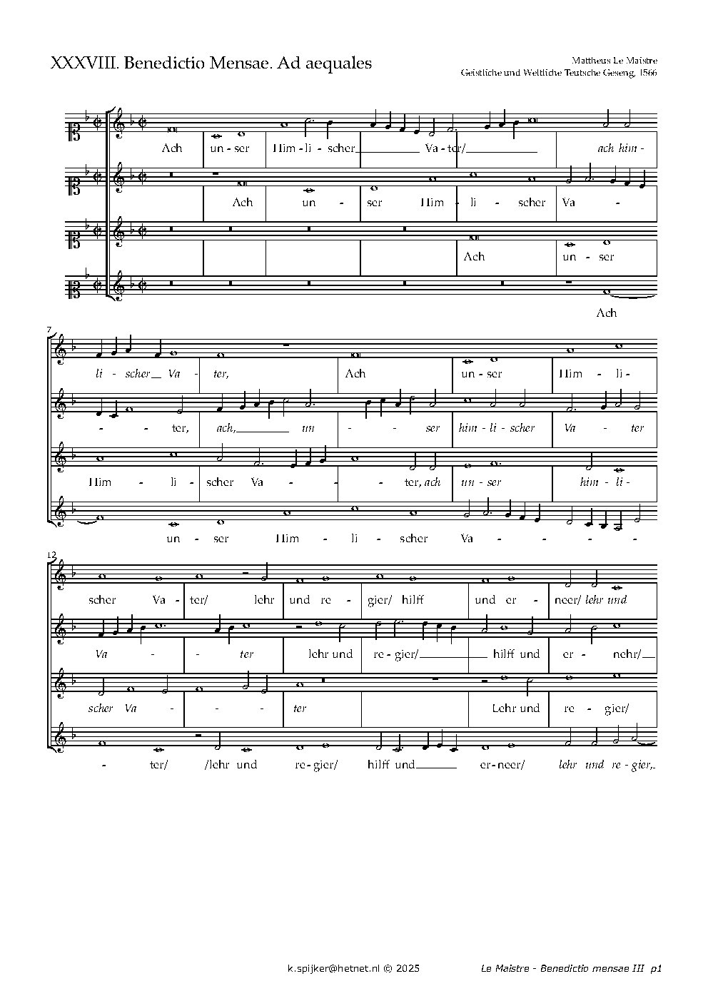 Benedictio mensae. Ad equales