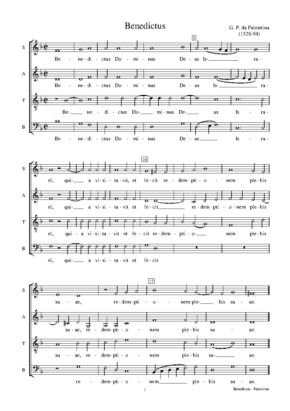 Benedictus Dominus Deus Israel - Choir Script PDF Thumbnail