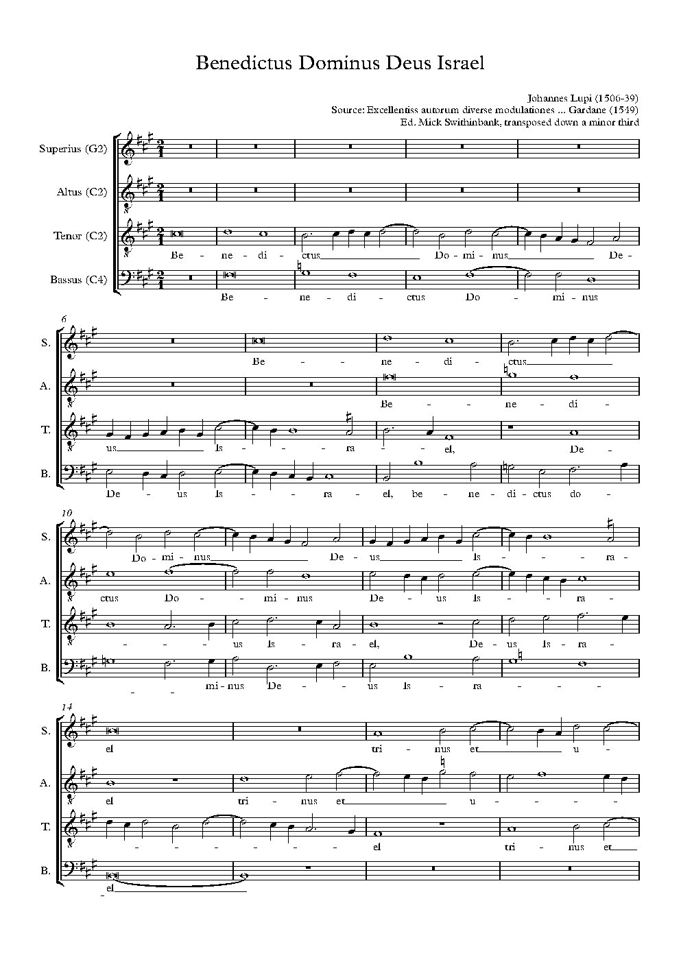 Benedictus Dominus Deus Israel - Choir Script PDF Thumbnail