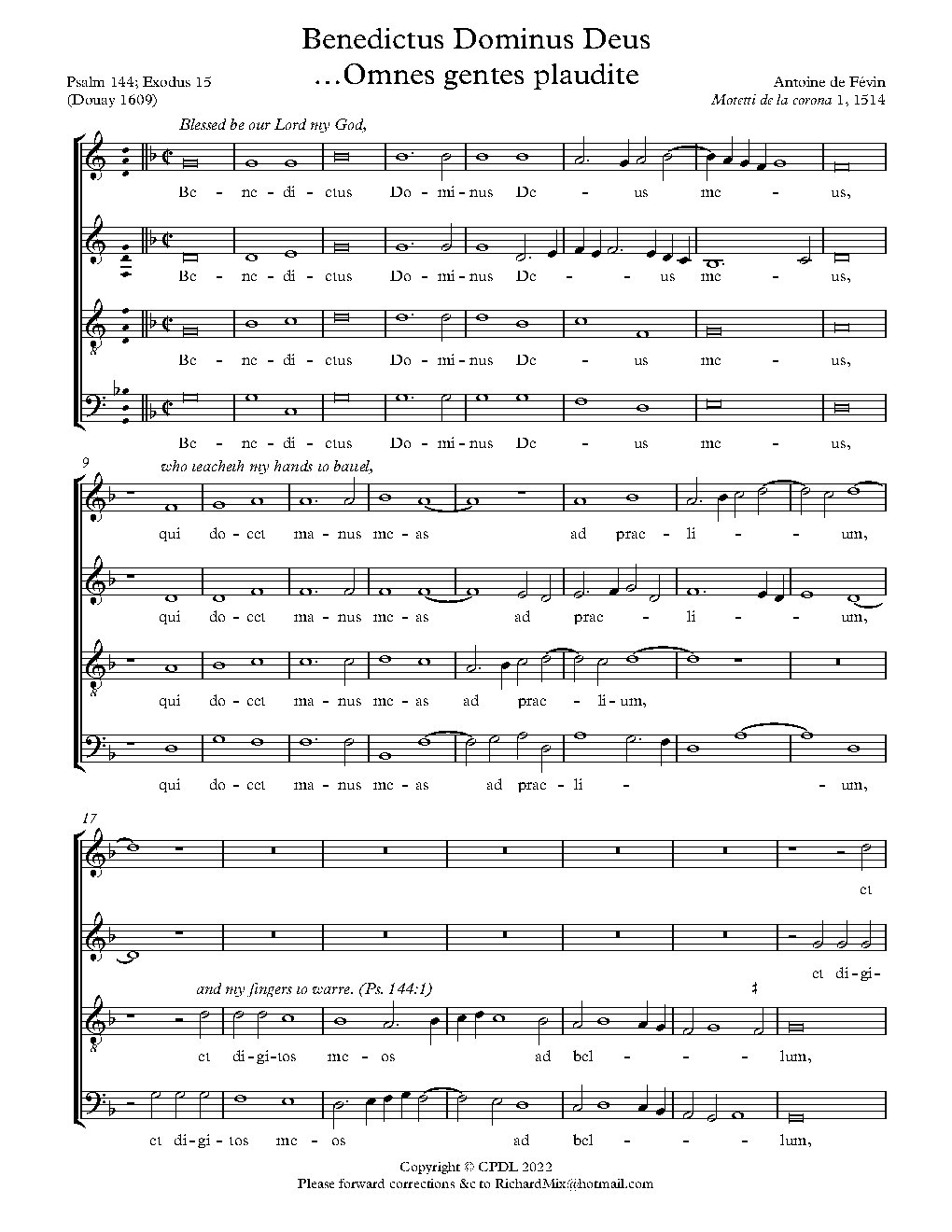 Benedictus Dominus Deus - Omnes gentes