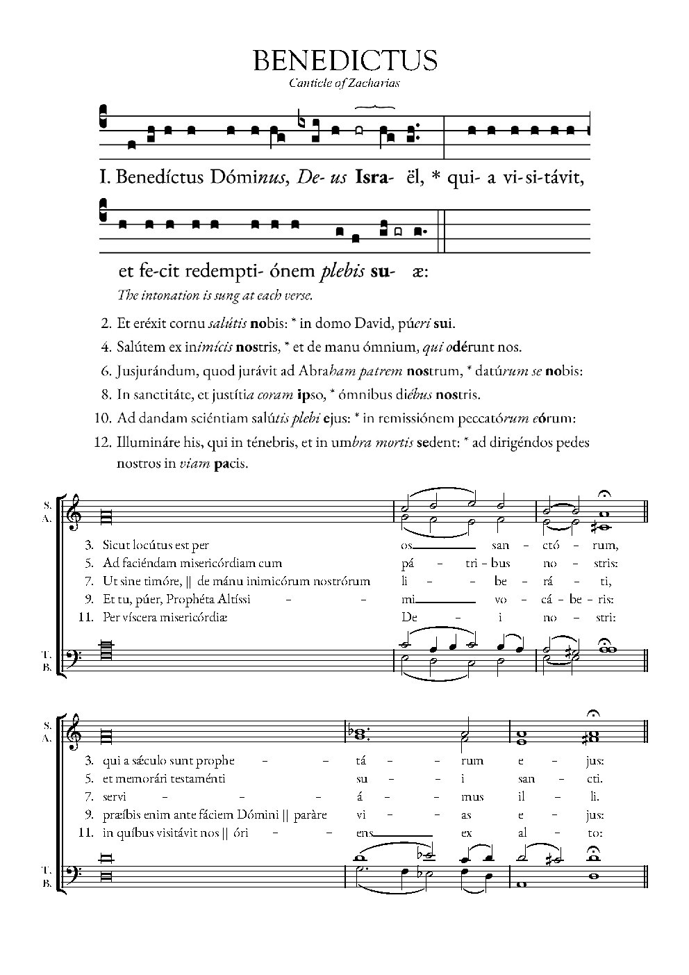 Benedictus Dominus Deus Israel - Choir Script PDF Thumbnail