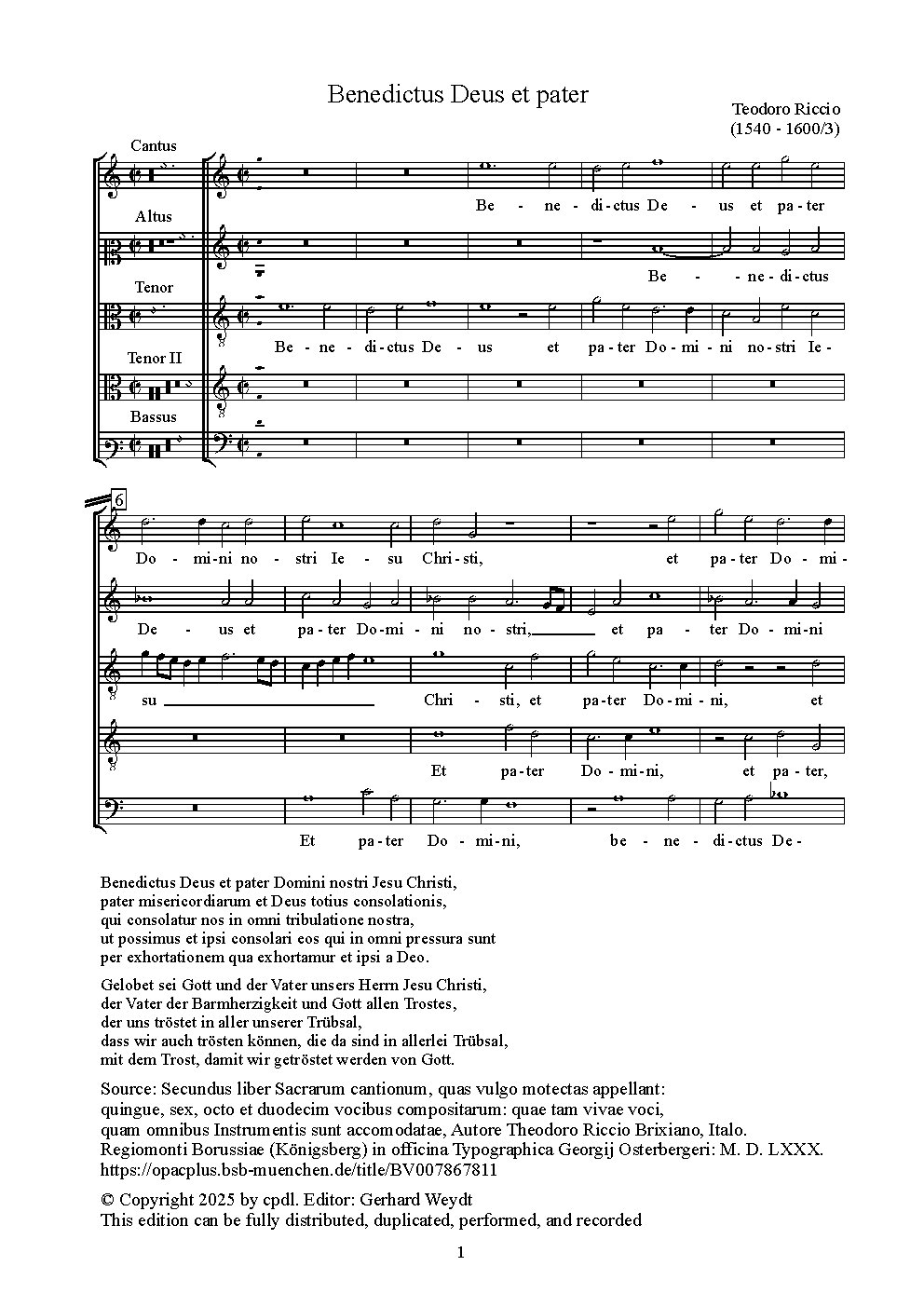 Benedictus Deus et pater - Choir Script PDF Thumbnail