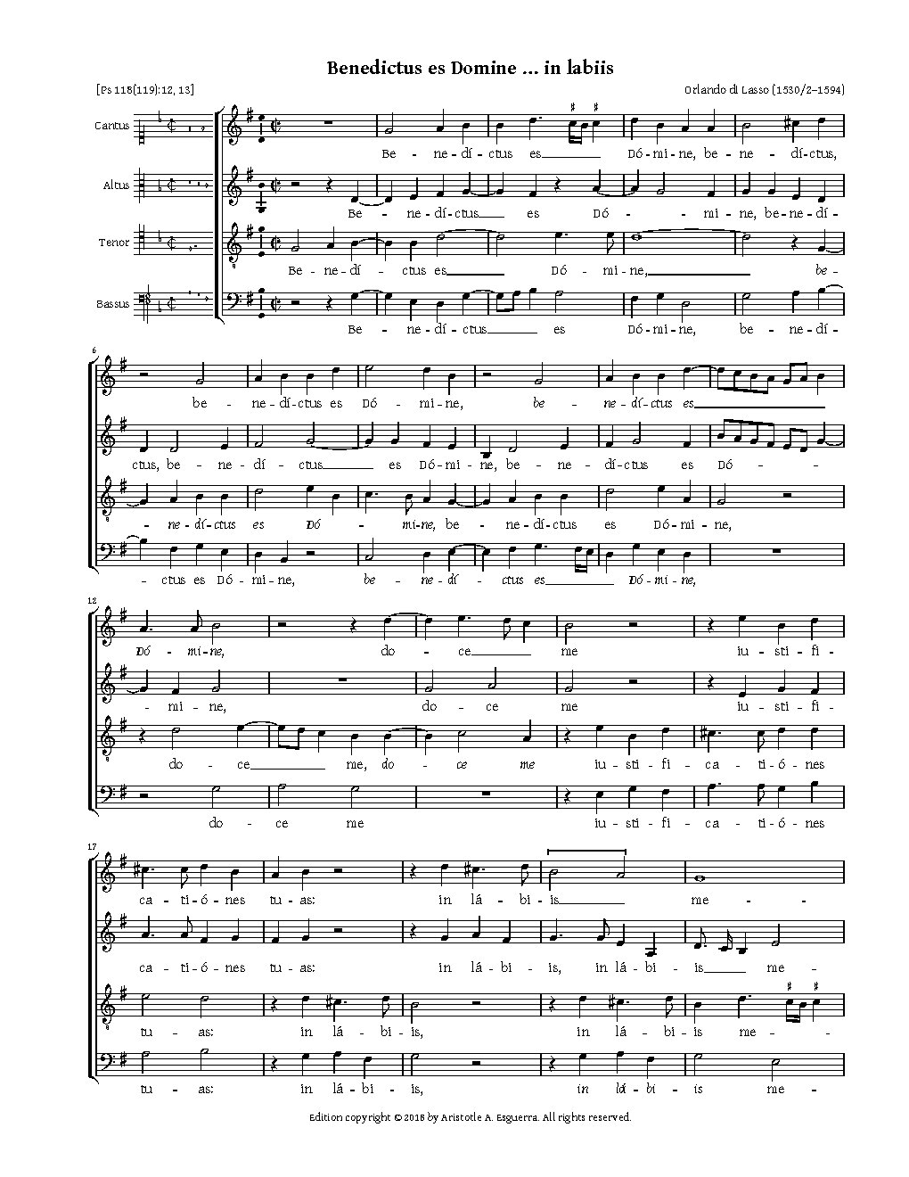 Benedictus es Domine - Choir Script PDF Thumbnail