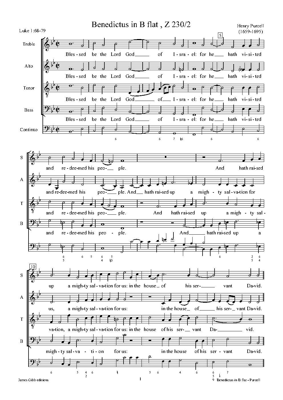Benedictus in B flat, Z 230/2