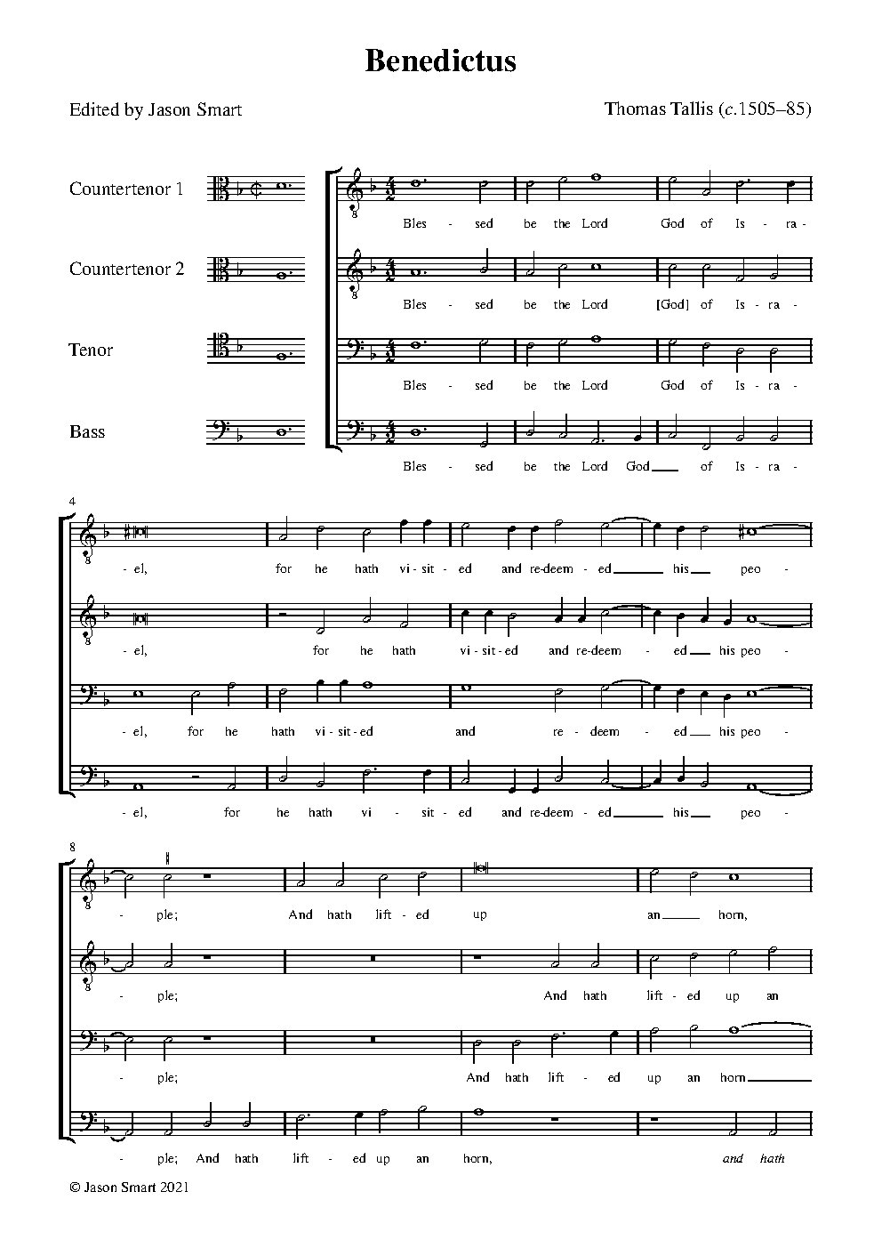 Benedictus for equal voices (another setting is {{NoCo|Benedictus in D minor