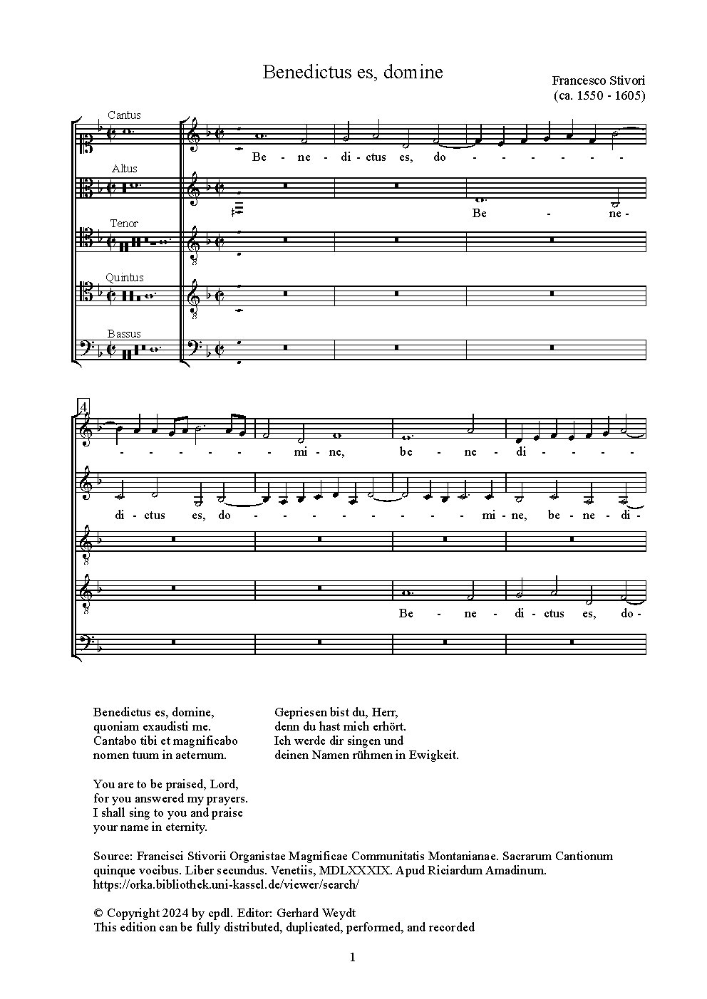 Benedictus es, domine - Choir Script PDF Thumbnail