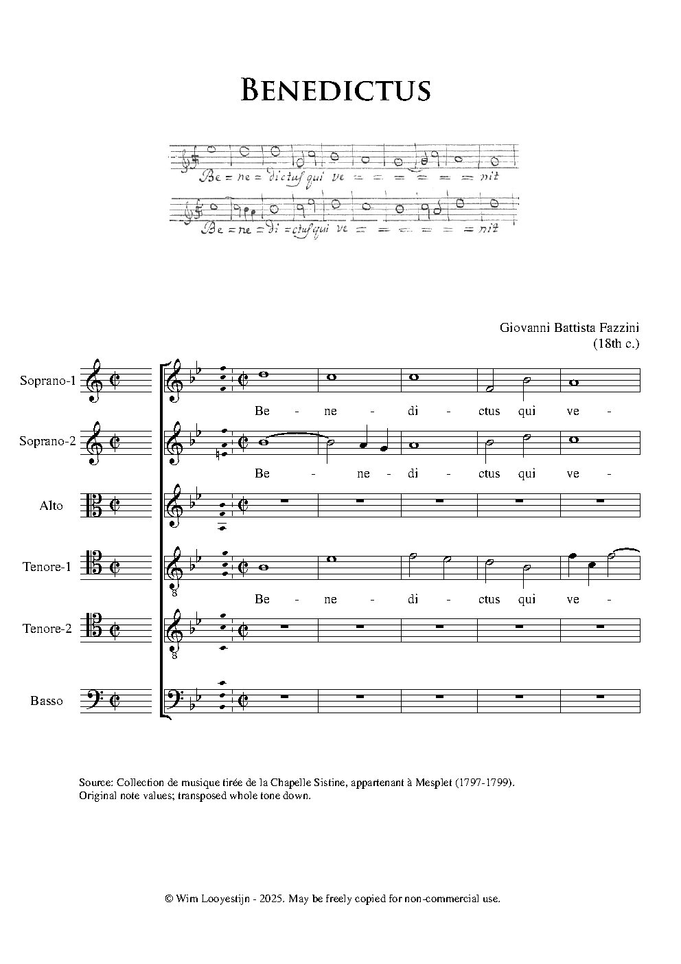 Benedictus a 6 - Choir Script PDF Thumbnail