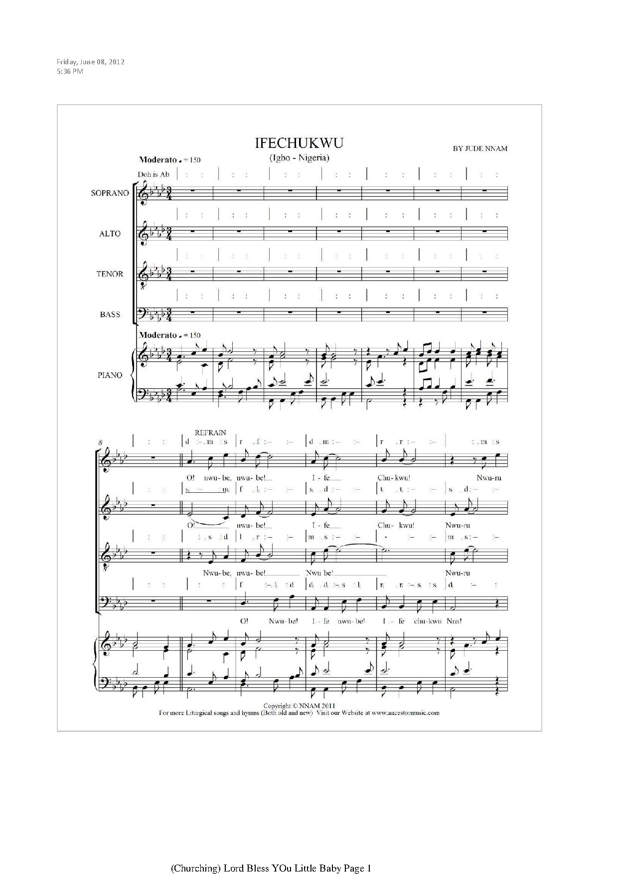 (Spiritan) Ifechukwu - Download Choir Script PDF