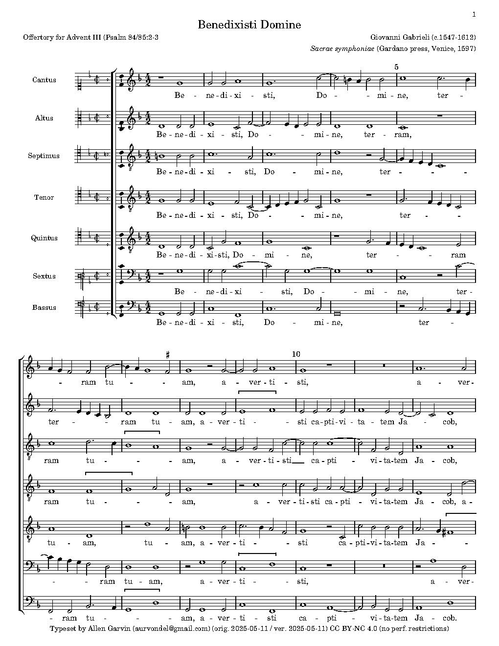 Benedixisti Domine a7