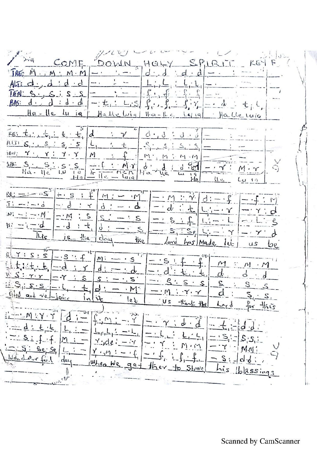 Come Down Holy Spirit - Download Choir Script PDF