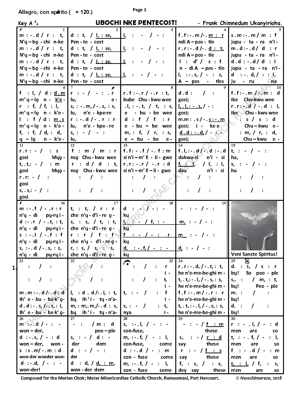 Ubochi Pentecost - Download Choir Script PDF