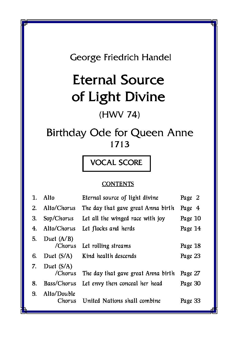 Birthday Ode for Queen Anne, HWV 74
