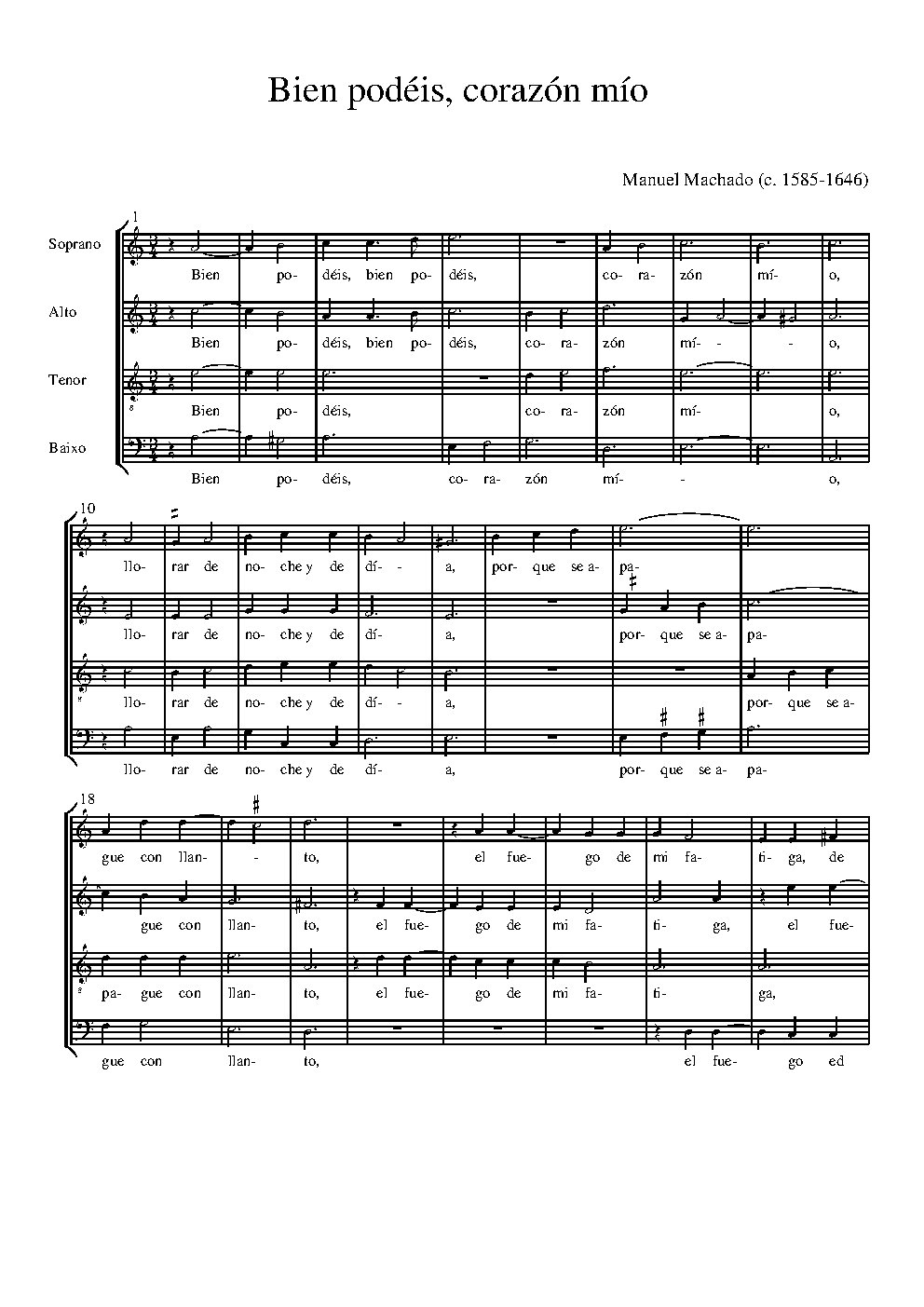 Bien podéis corazón mío - Choir Script PDF Thumbnail