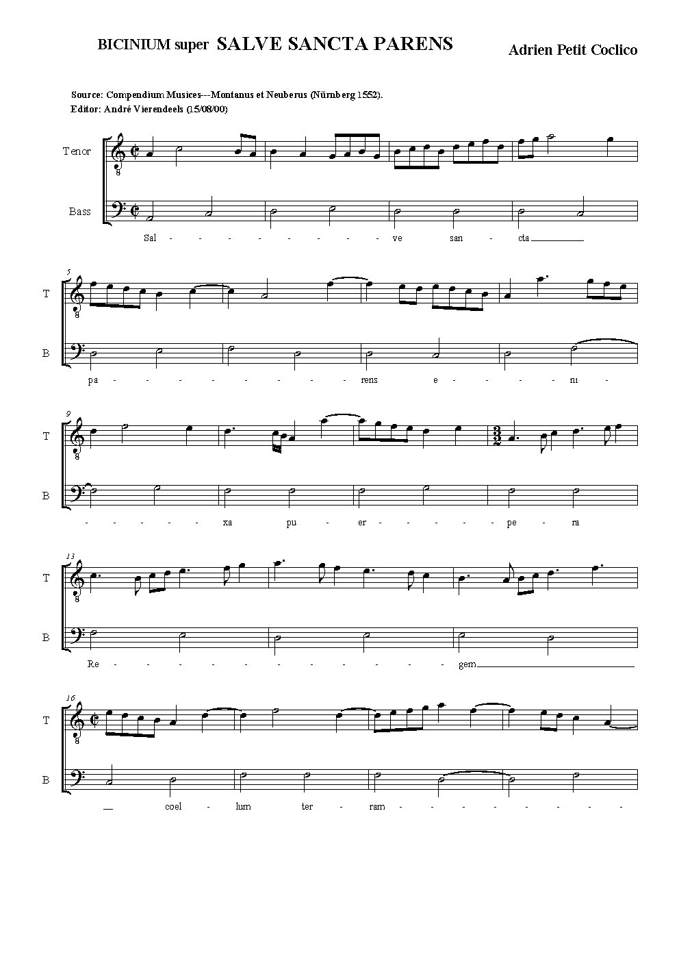 Bicinium super Salve sancta parens - Choir Script PDF Thumbnail