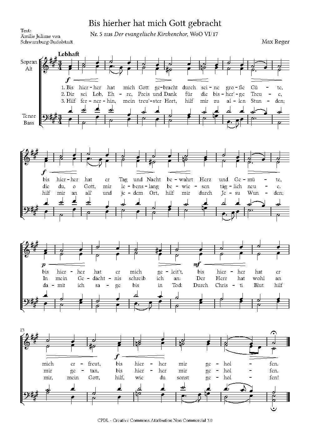 Bis hierher hat mich Gott gebracht, WoO VI 17, No. 5 - Choir Script PDF Thumbnail