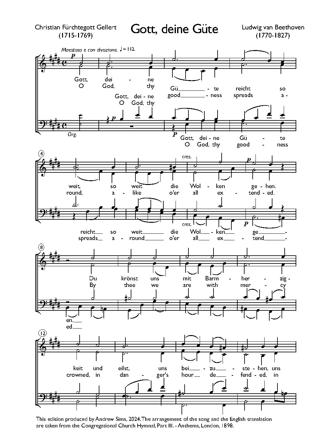 Bitten Opus 48 No. 1 "Gott, deine Güte"|Sechs Lieder nach Gedichten von Gellert, Op. 48