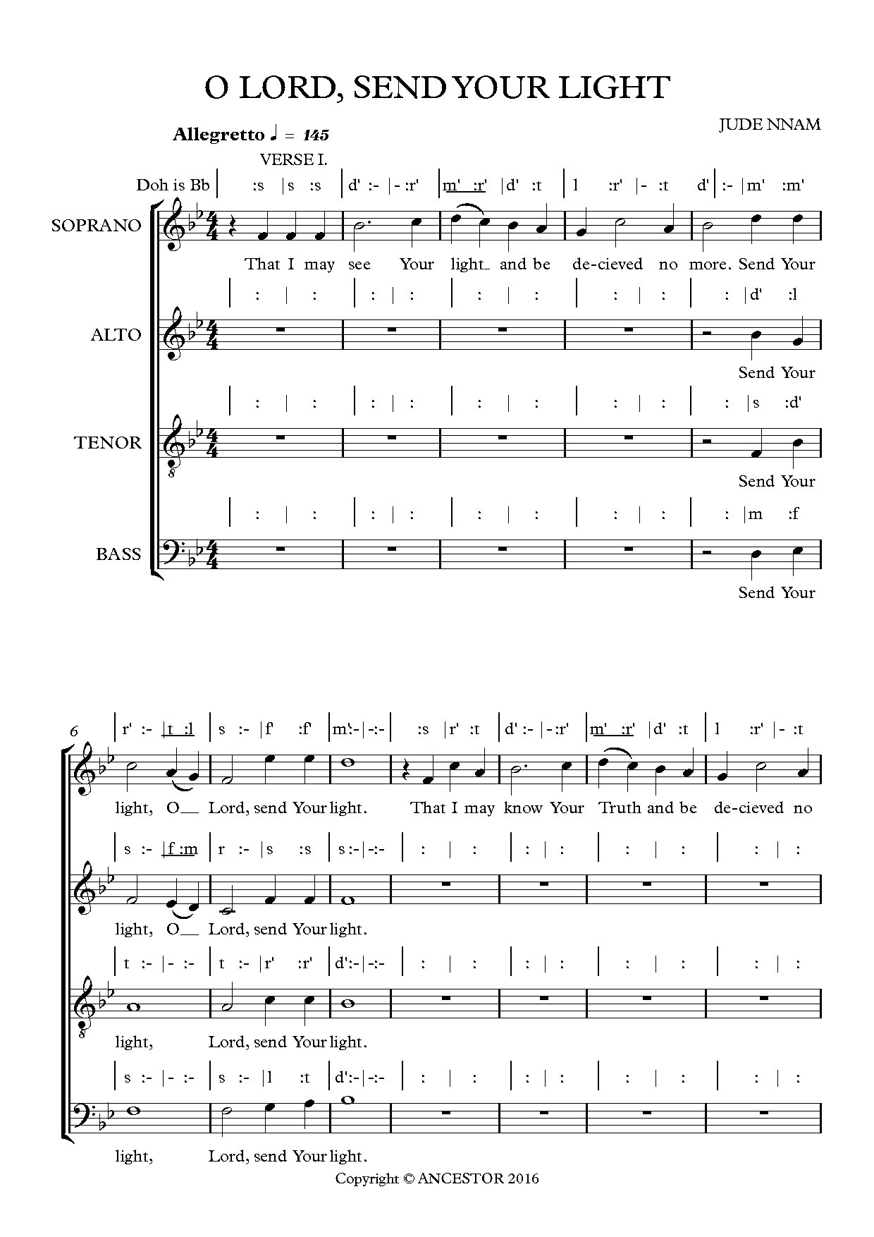 (Spiritan) O Lord Send Your Light - Download Choir Script PDF