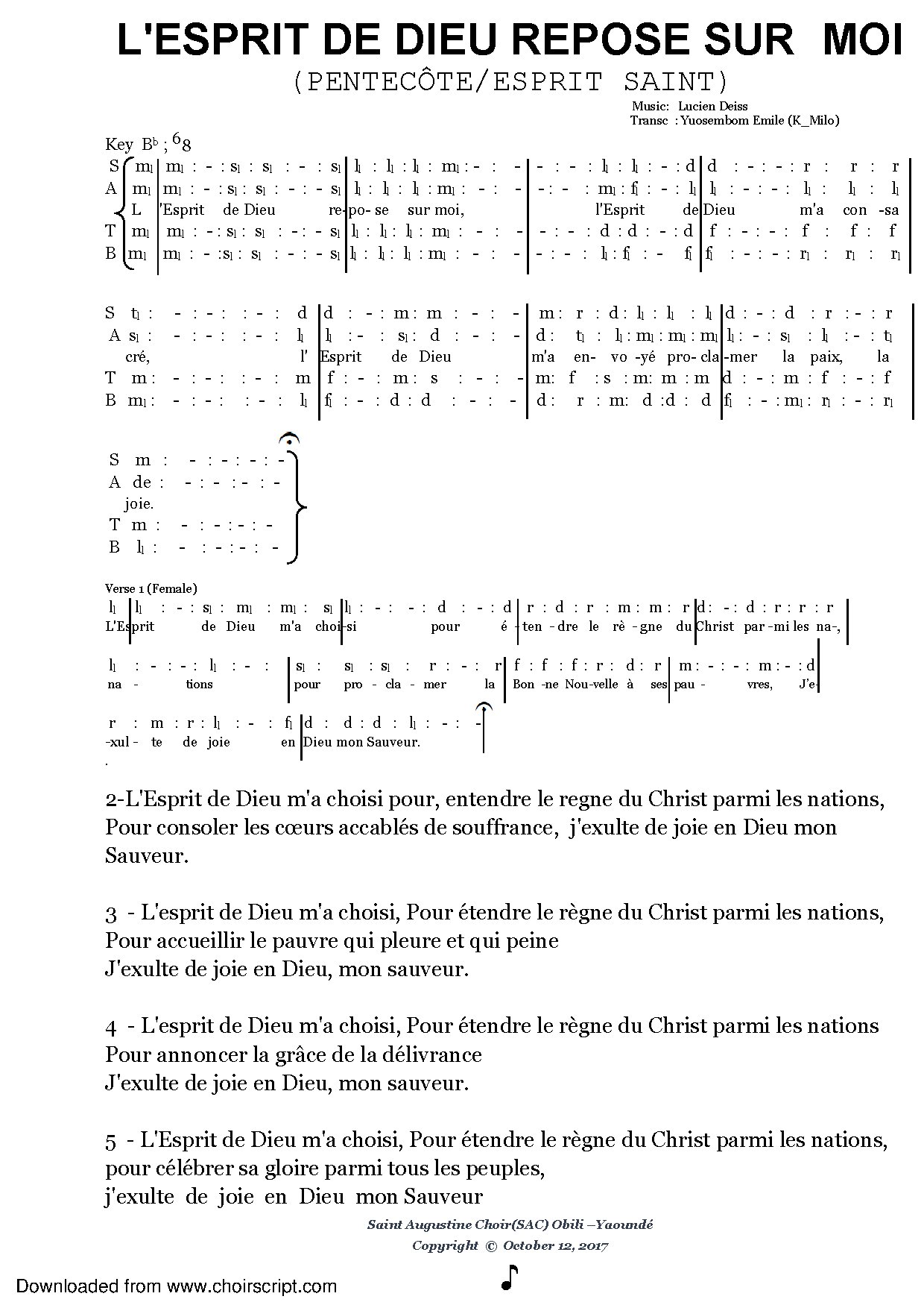 LÉsprit - Download Choir Script PDF