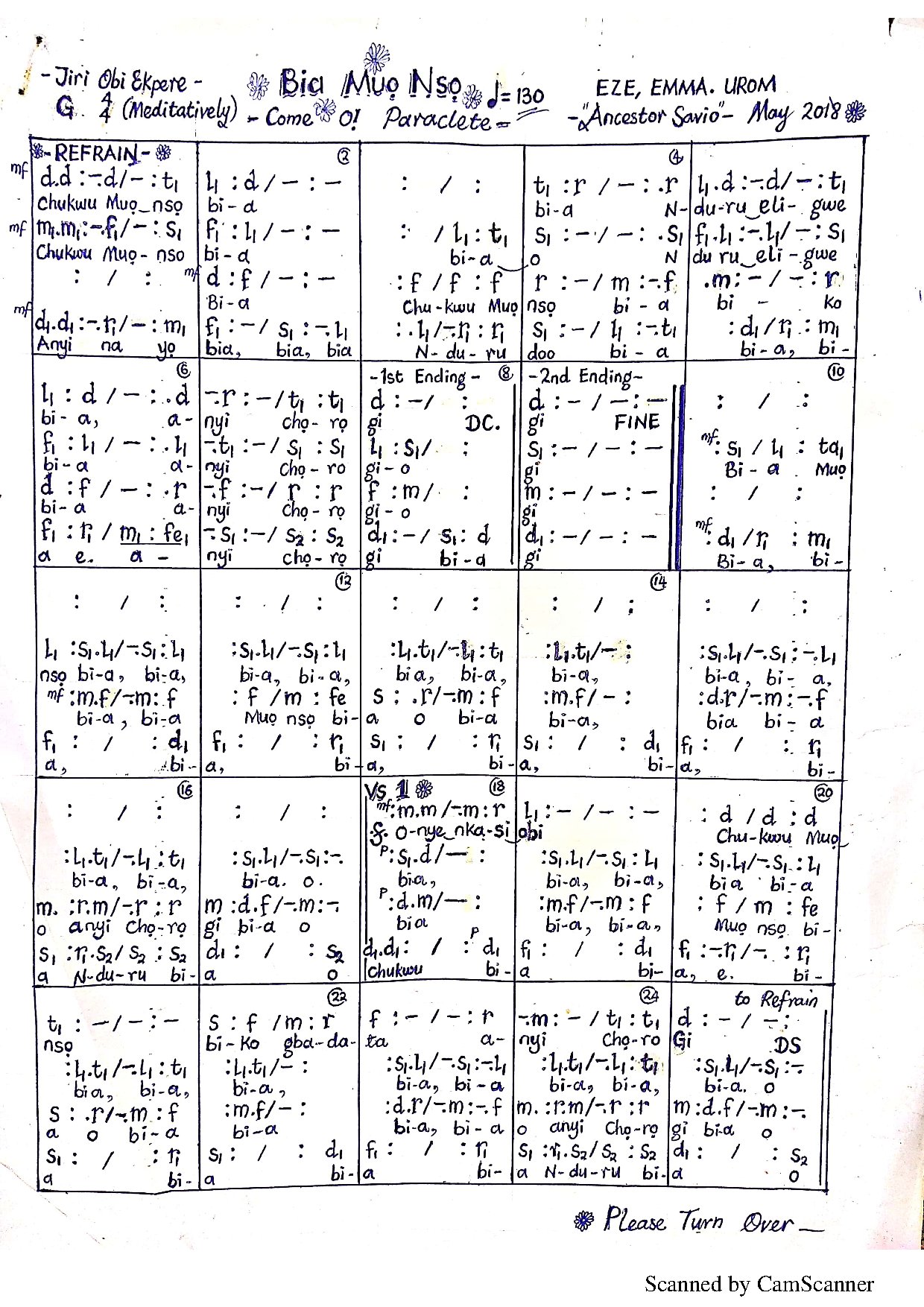 Bia Muo Nso-{ancestor Savio} - Download Choir Script PDF