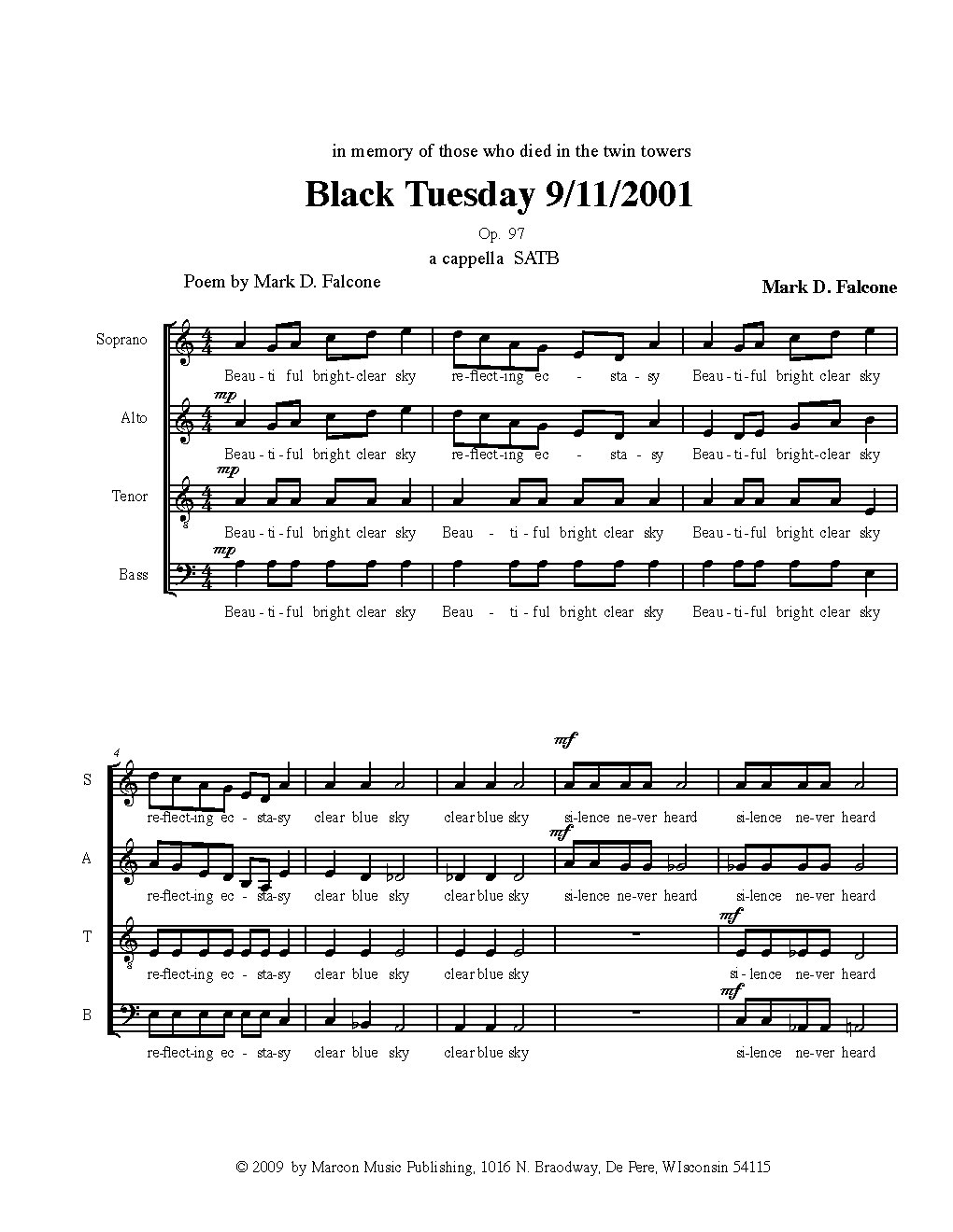 Black Tuesday 9/11/2001 Op. 97 - Choir Script PDF Thumbnail