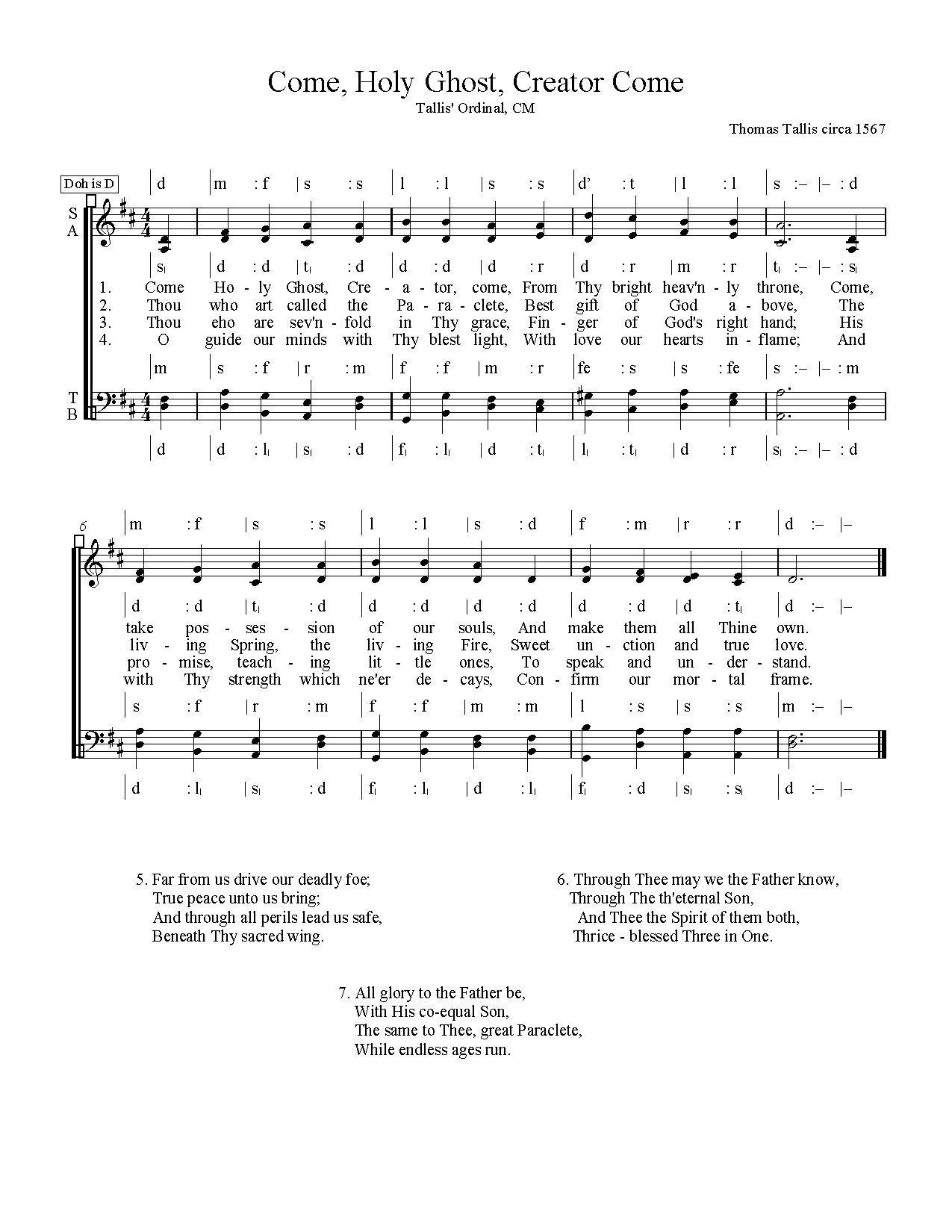Come, Holy Ghost, Creator Come - Download Choir Script PDF