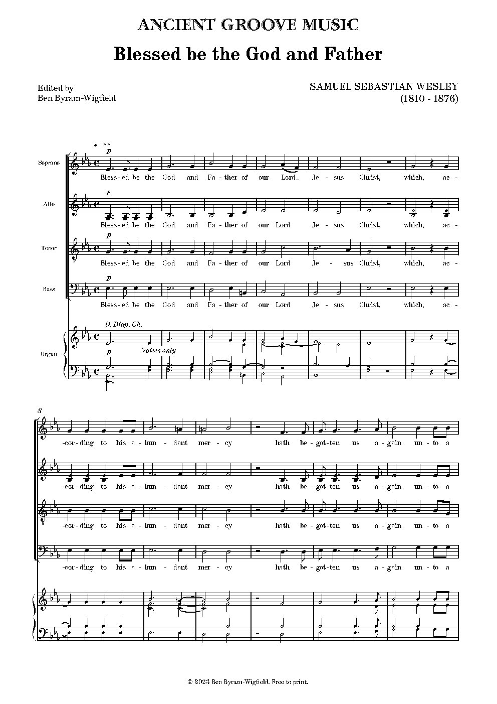 Blessed be the God and Father - Choir Script PDF Thumbnail