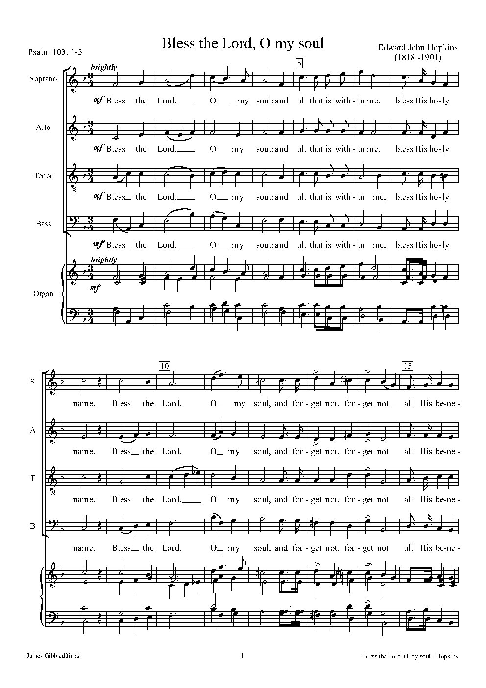 Bless the Lord, O my soul - Choir Script PDF Thumbnail