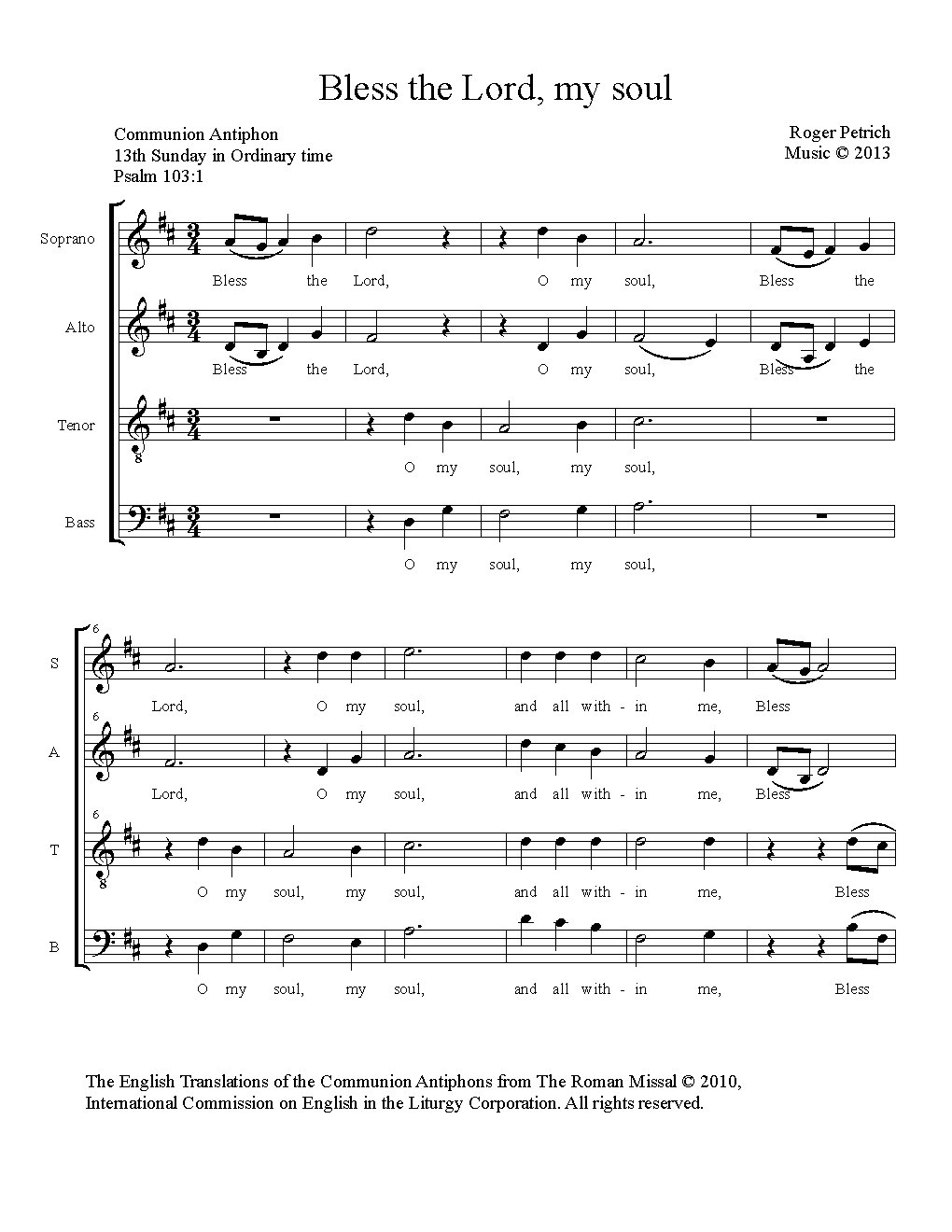 Bless the Lord, O my soul