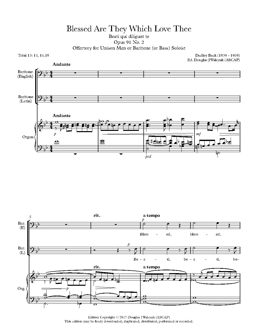 Blessed Are They Which Love Thee (Beati qui diligunt te) Op. 91, No. 2