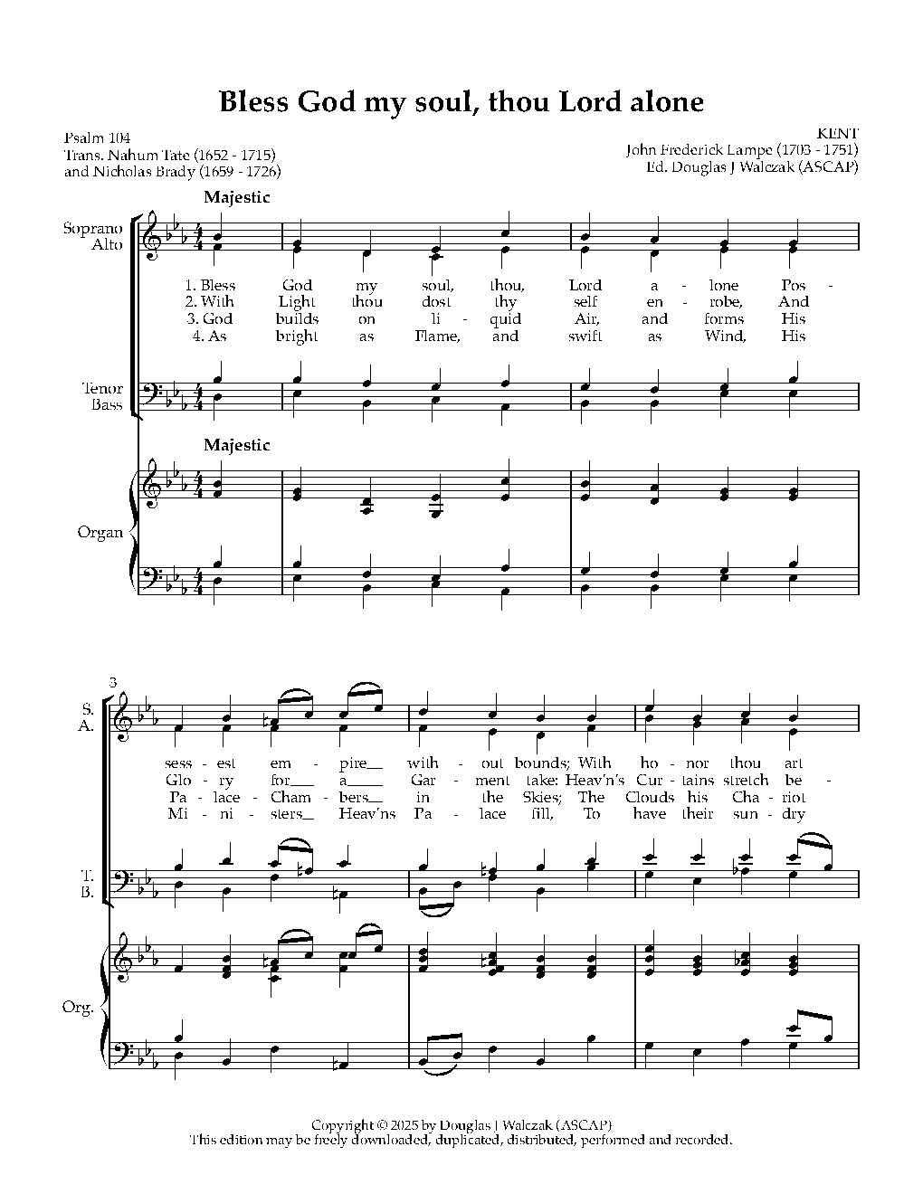 Bless God my soul, thou Lord alone - Choir Script PDF Thumbnail