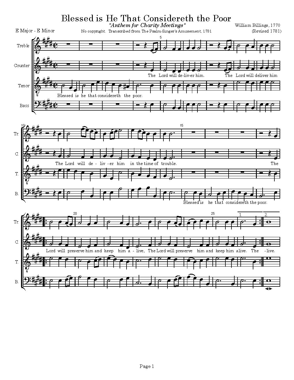 Blessed is he that considereth the poor - Choir Script PDF Thumbnail