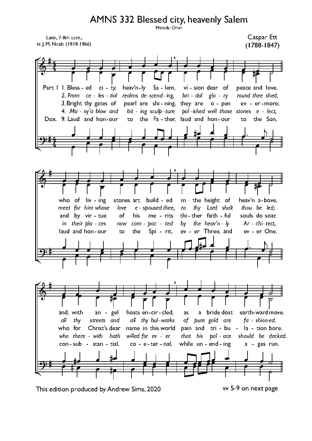 Blessed city, heavenly Salem