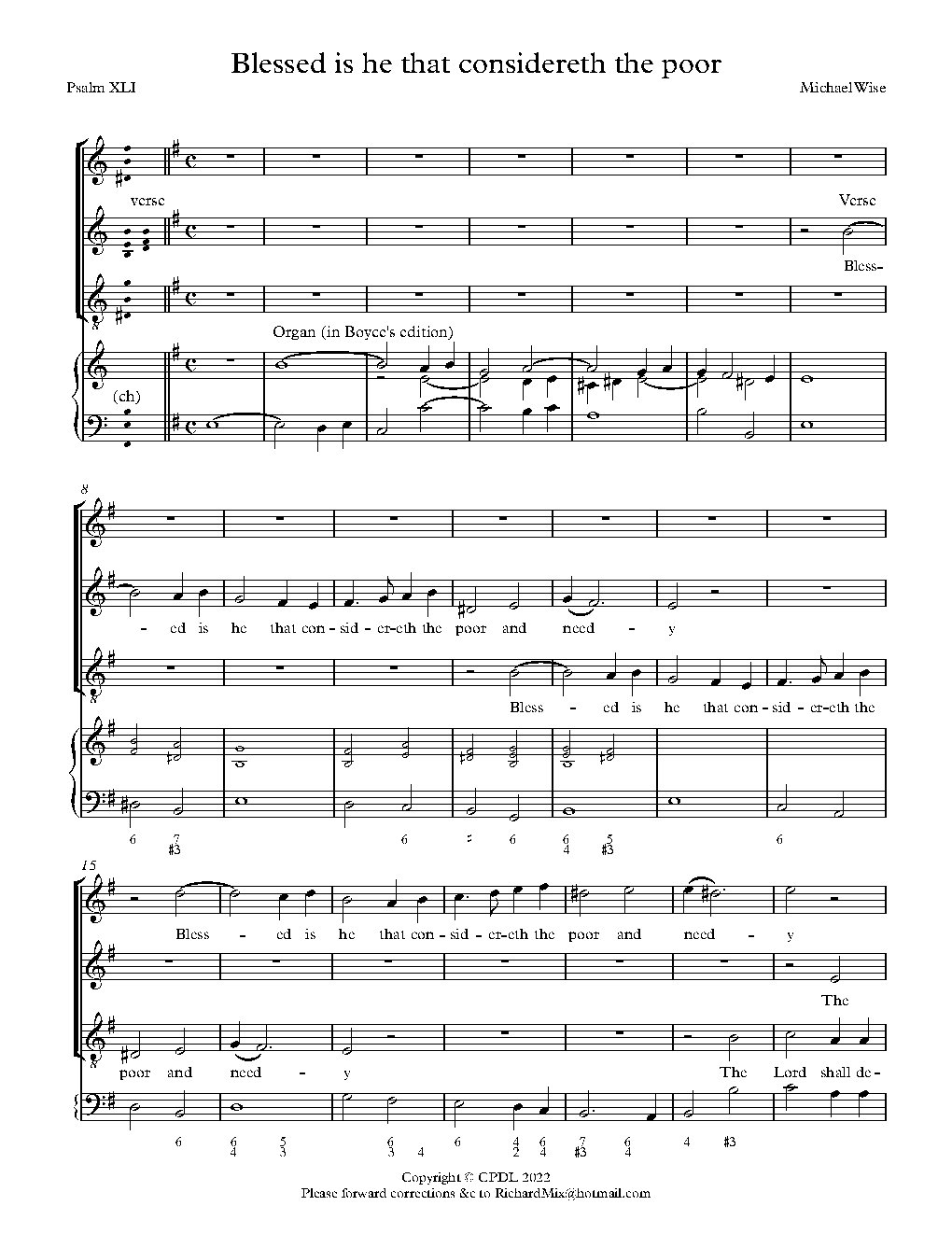 Blessed is he that considereth the poor - Choir Script PDF Thumbnail