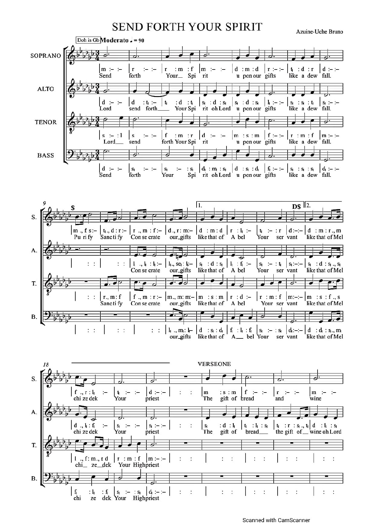 Send Forth Your Spirit ~ Azuine Bruno - Download Choir Script PDF