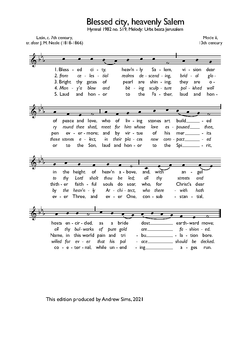 Blessed city, heavenly Salem - Choir Script PDF Thumbnail