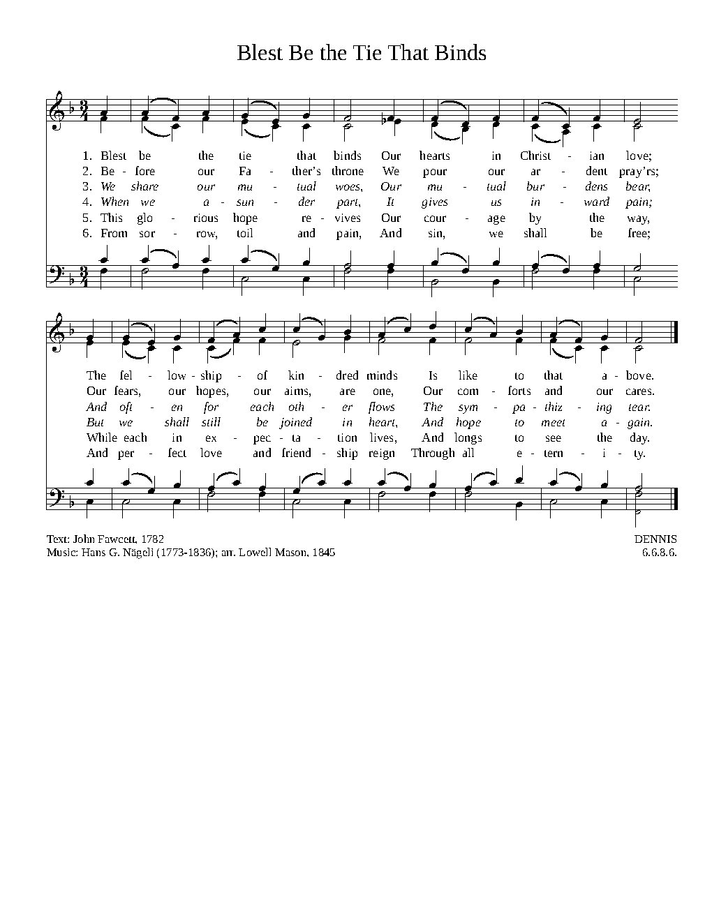 Blest Be the Tie That Binds - Choir Script PDF Thumbnail