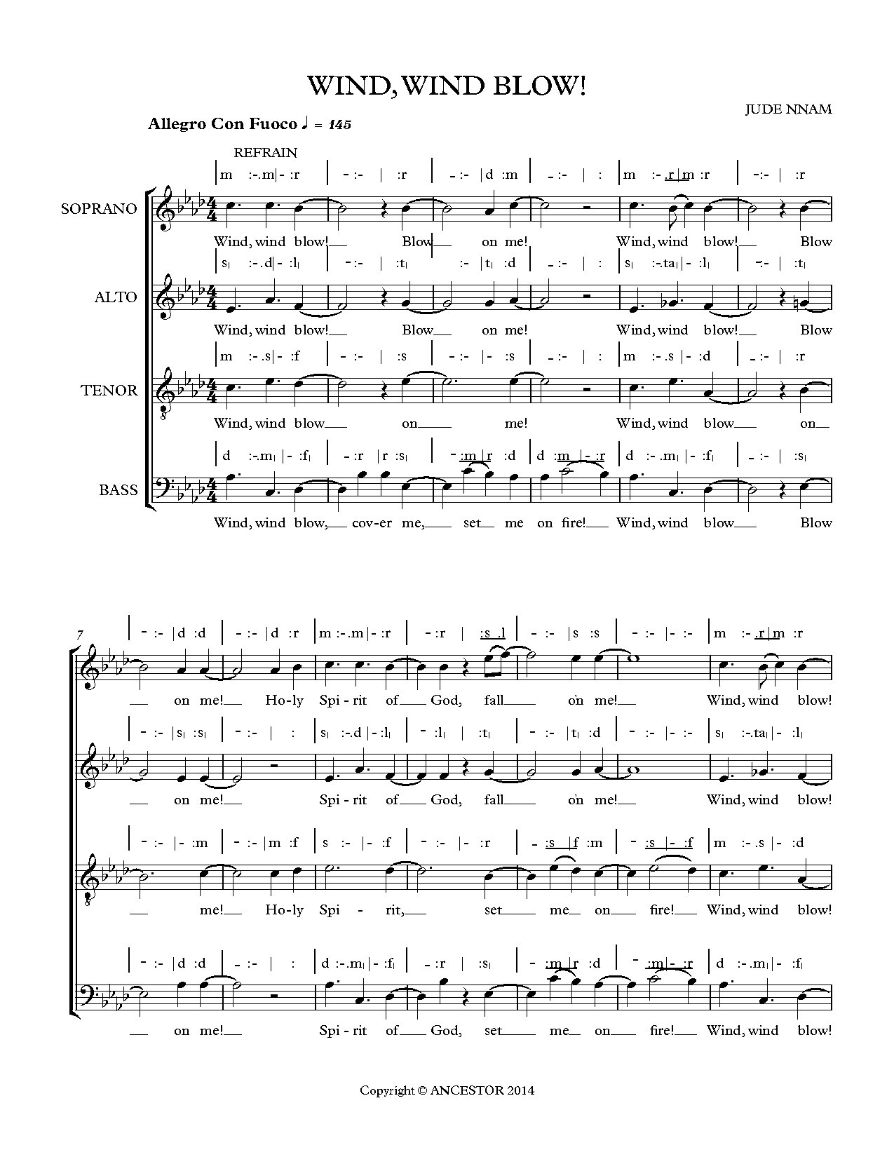 (Penticost) Wind, Wind Blow! - Download Choir Script PDF