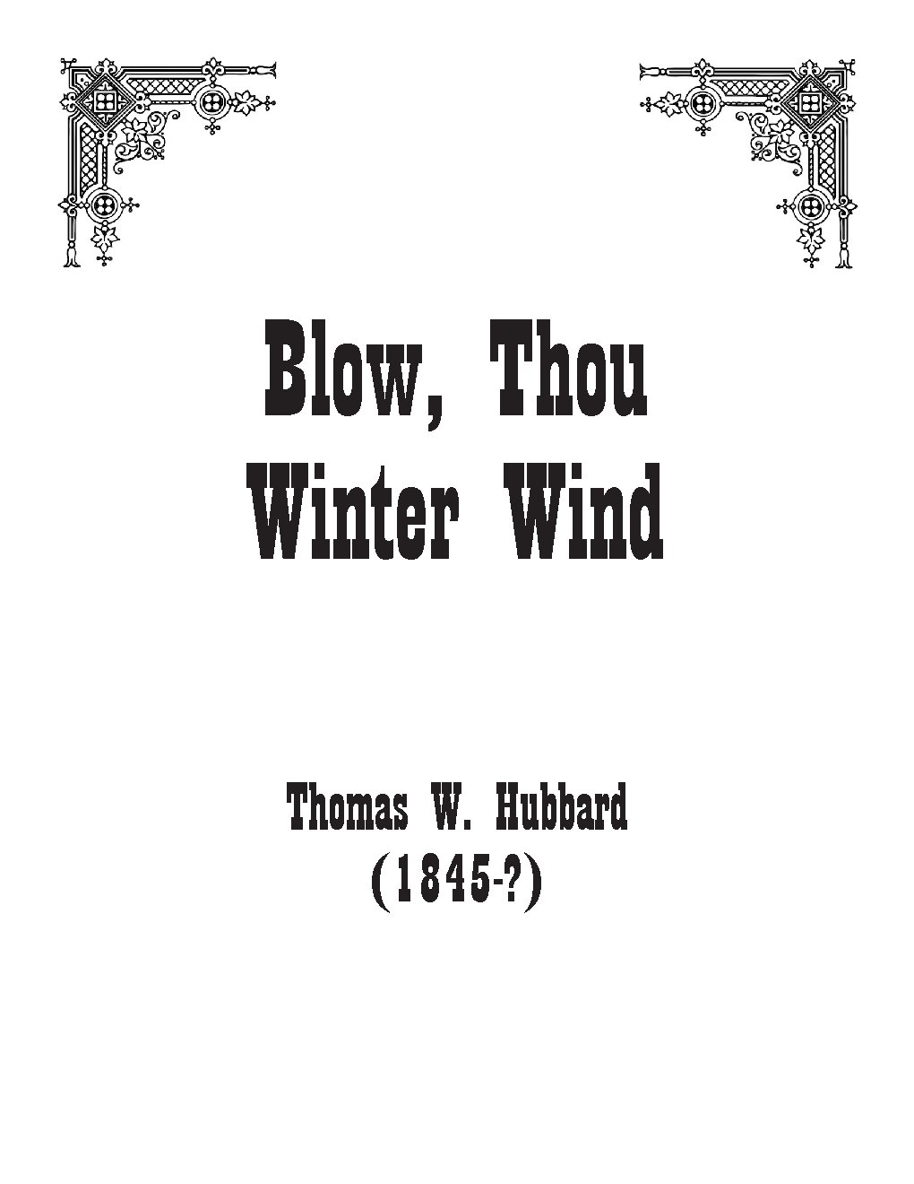 Blow, Thou Winter Wind