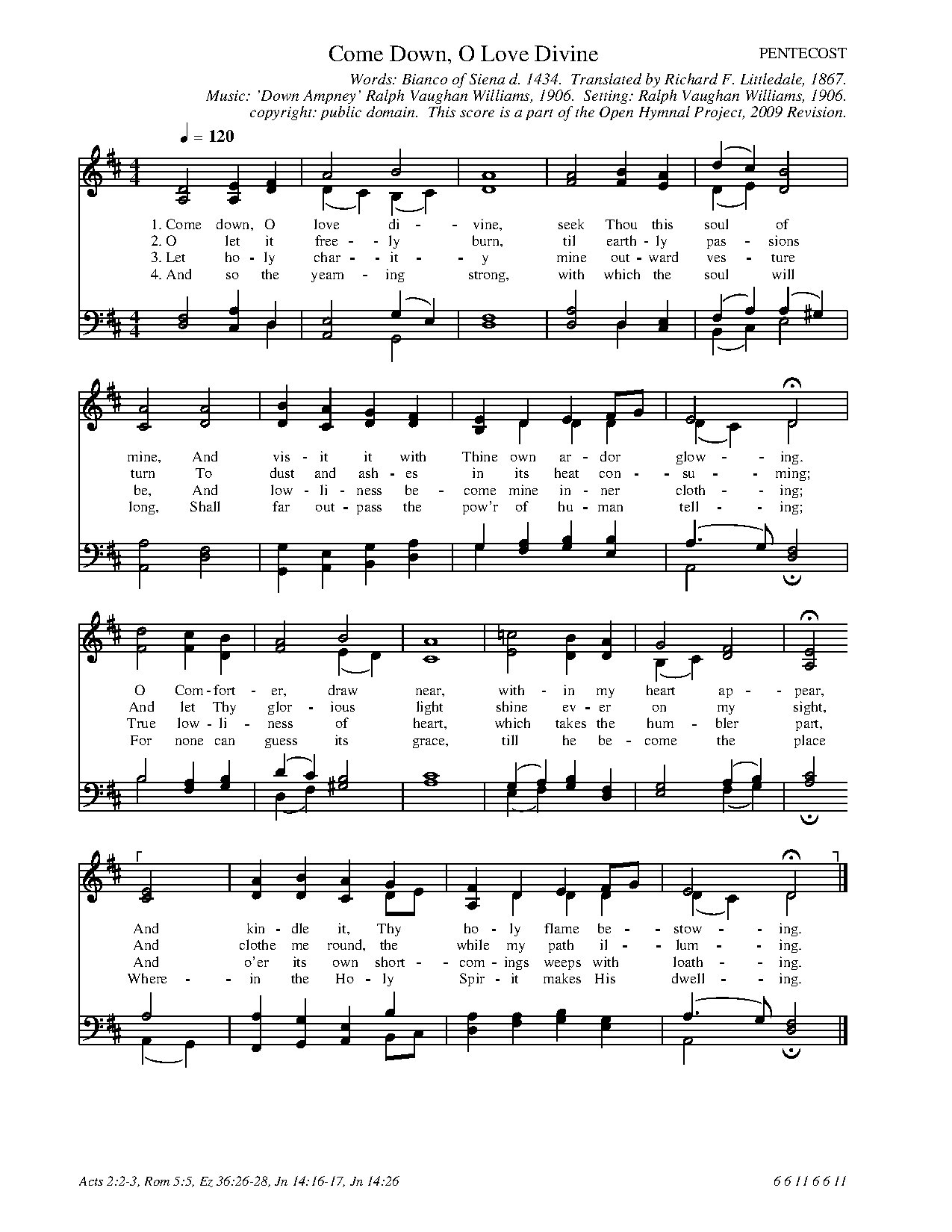 Come Down O Love Divine-down Ampney - Download Choir Script PDF