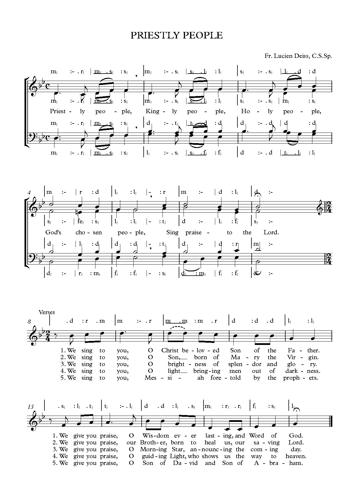Pre-entrance Hymn - Priestly People - Download Choir Script PDF