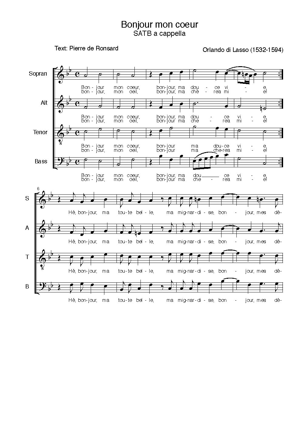 Bon jour, mon coeur - Choir Script PDF Thumbnail