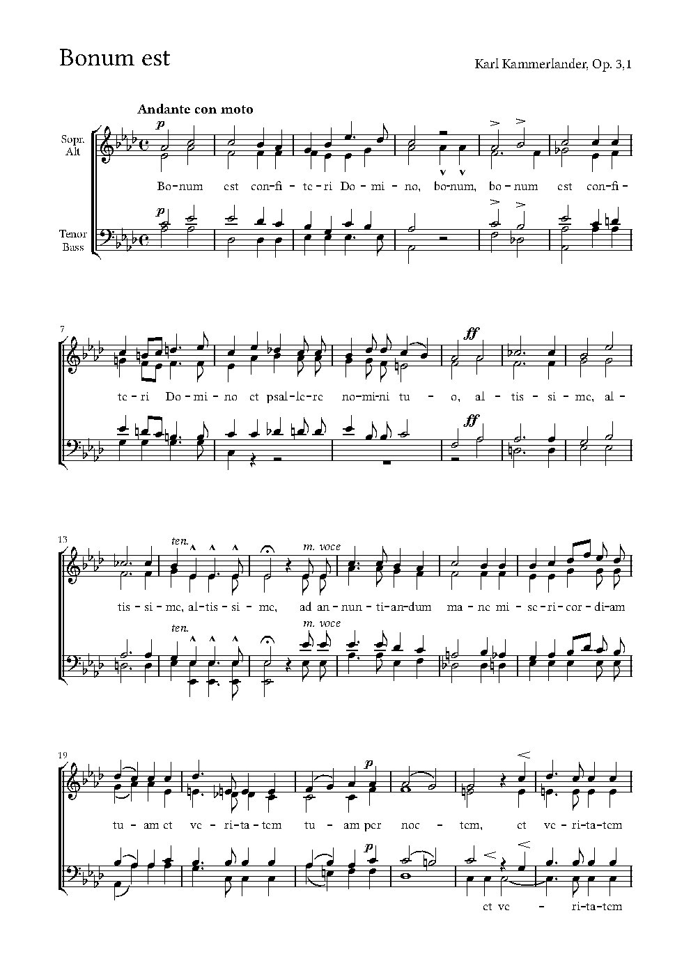Bonum est confiteri|4 Gradualien für gemischten vierstimmingen Chor, Op. 3