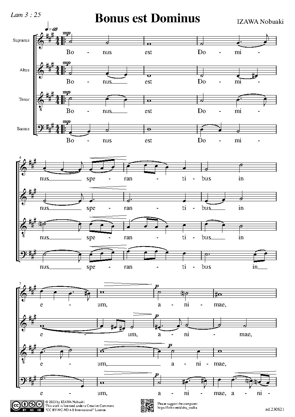 Bonus est Dominus - Choir Script PDF Thumbnail