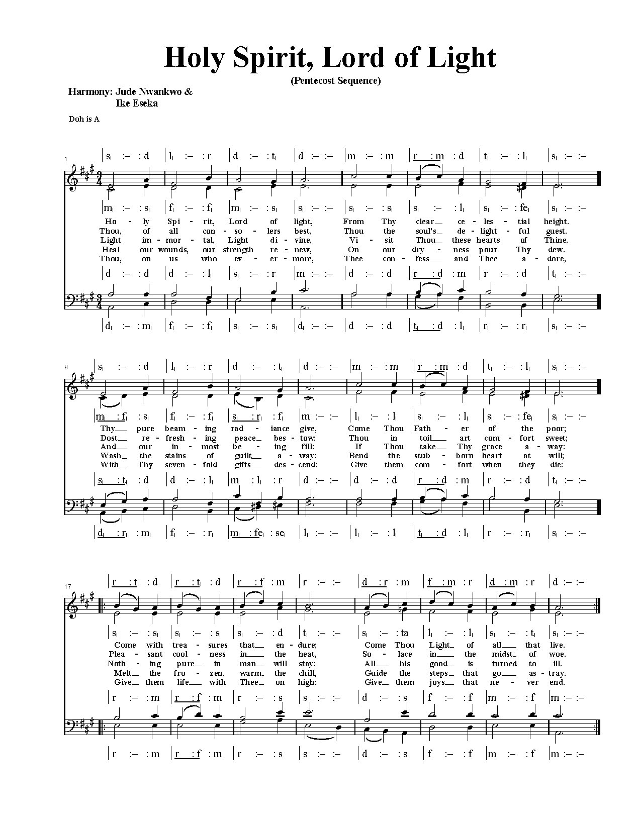 Holy Spirit, Lord Of Light - Download Choir Script PDF