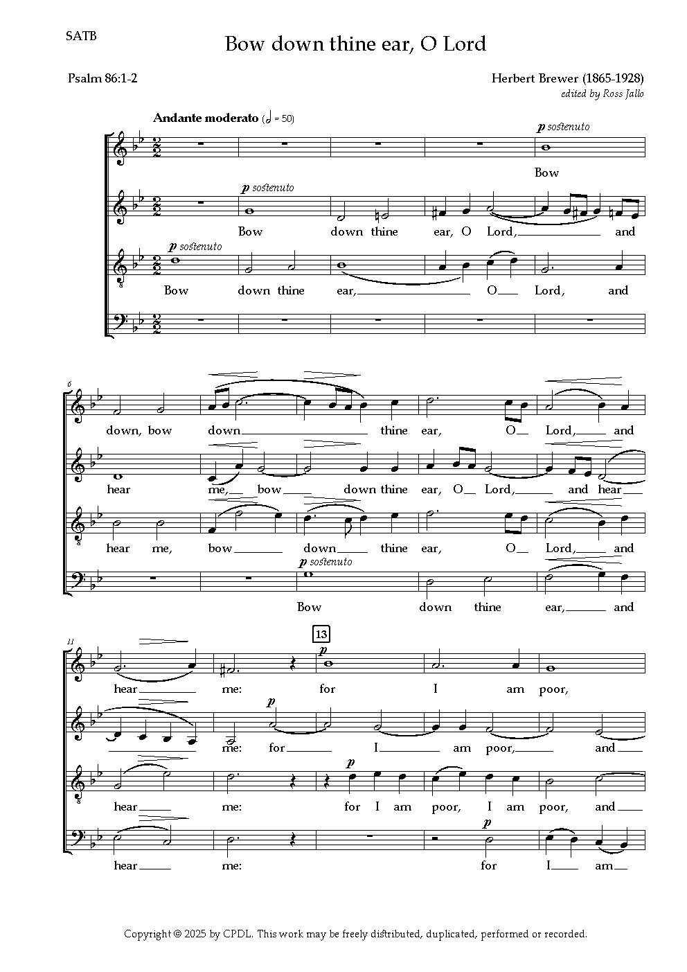 Bow down Thine ear, O Lord - Choir Script PDF Thumbnail